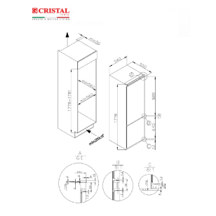 Cristal 尼斯 BS325EW 241公升 嵌入式雙門雪櫃